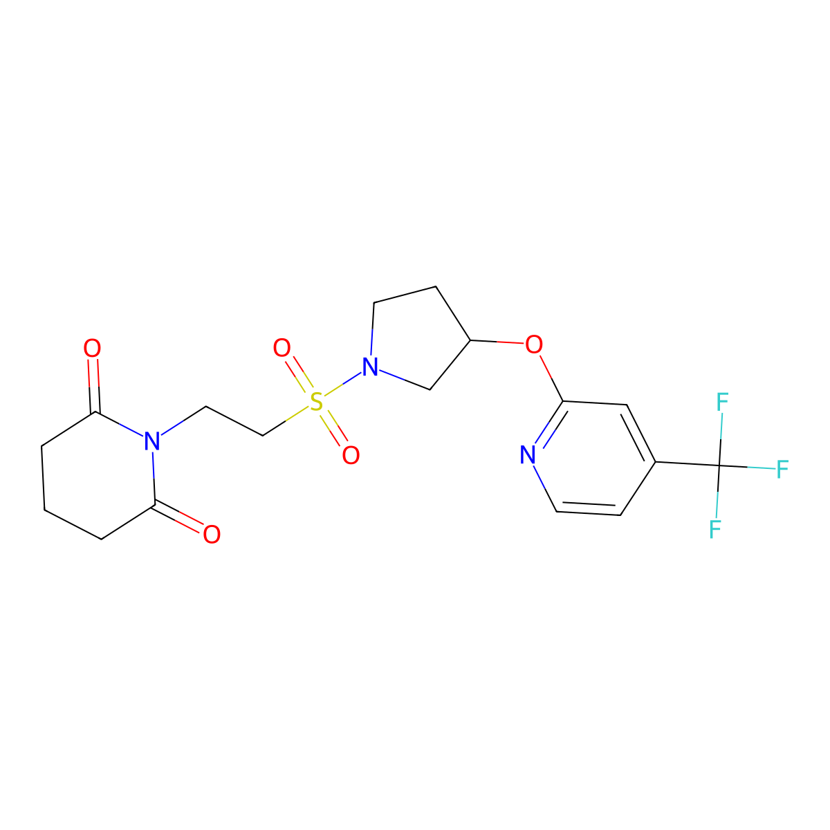 1-{2-[(3-{[4-(Trifluoromethyl)pyridin-2-yl]oxy}pyrrolidin-1-yl)sulfonyl]ethyl}piperidine-2,6-dione molecular structure, CAS 2034328-04-4