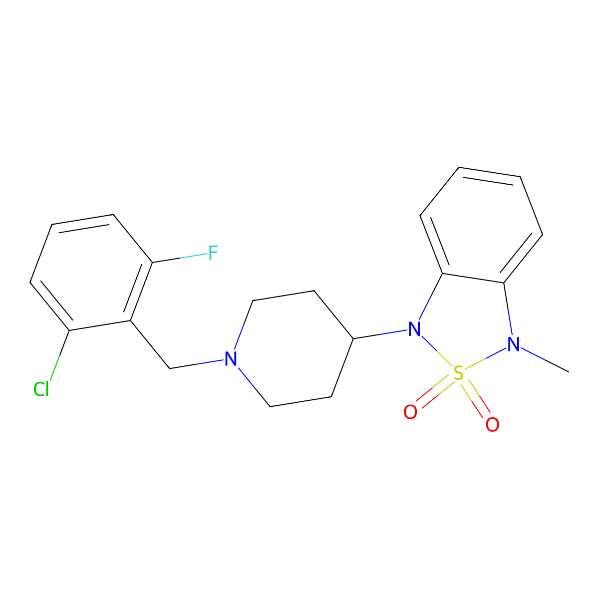 1-(1-(2-Chloro-6-fluorobenzyl)piperidin-4-yl)-3-methyl-1,3-dihydrobenzo[c][1,2,5]thiadiazole 2,2-dioxide molecular structure, CAS 2034328-07-7