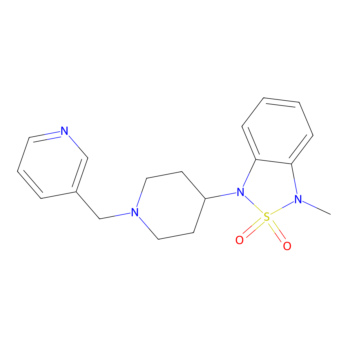 1-Methyl-3-(1-(pyridin-3-ylmethyl)piperidin-4-yl)-1,3-dihydrobenzo[c][1,2,5]thiadiazole 2,2-dioxide molecular structure, CAS 2034328-08-8
