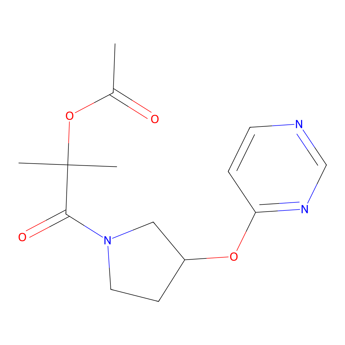 2-Methyl-1-oxo-1-(3-(pyrimidin-4-yloxy)pyrrolidin-1-yl)propan-2-yl acetate molecular structure, CAS 2034328-10-2