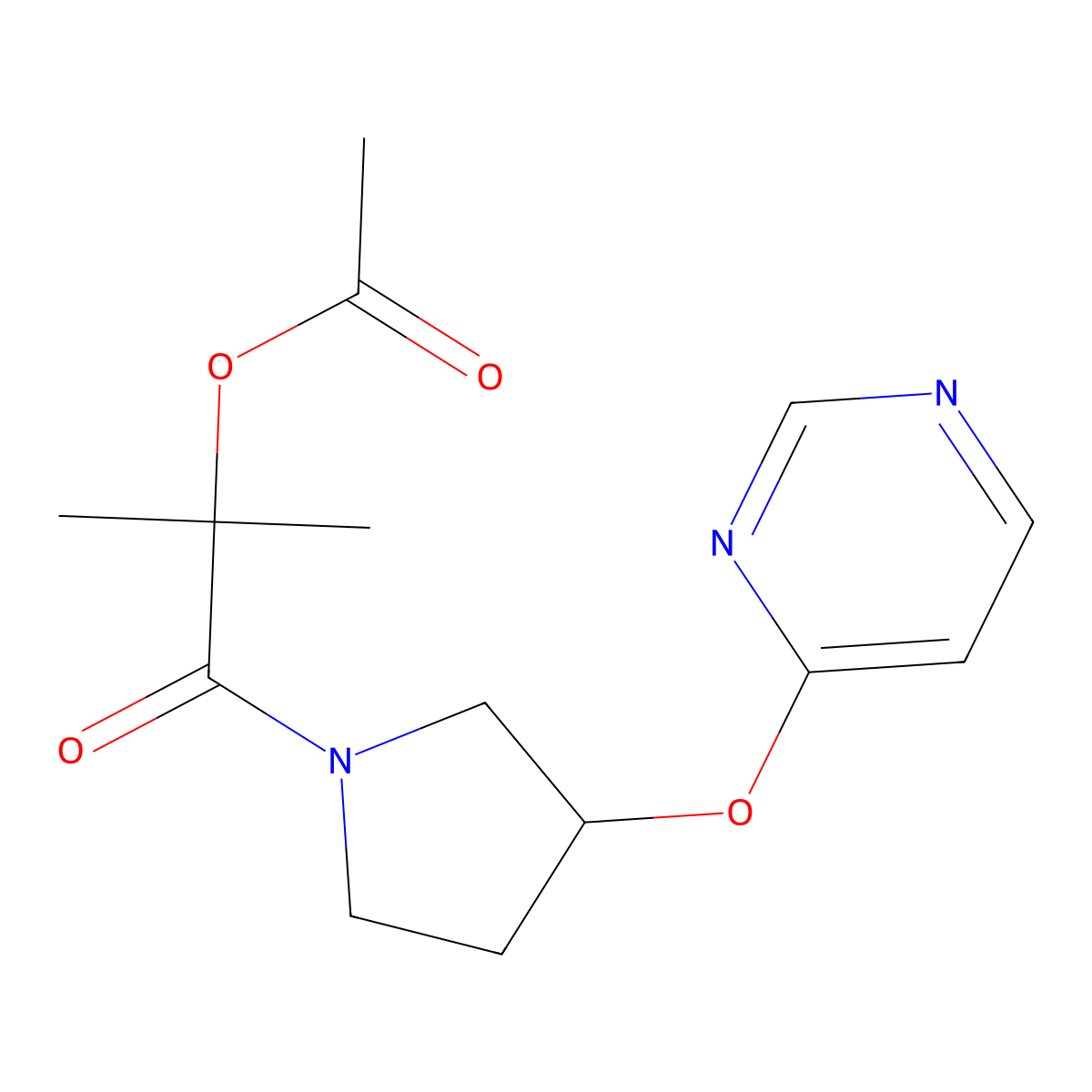 2-Methyl-1-oxo-1-(3-(pyrimidin-4-yloxy)pyrrolidin-1-yl)propan-2-yl acetate molecular structure, CAS 2034328-10-2