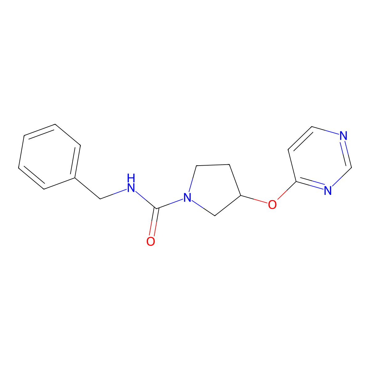N-benzyl-3-(pyrimidin-4-yloxy)pyrrolidine-1-carboxamide molecular structure, CAS 2034328-21-5