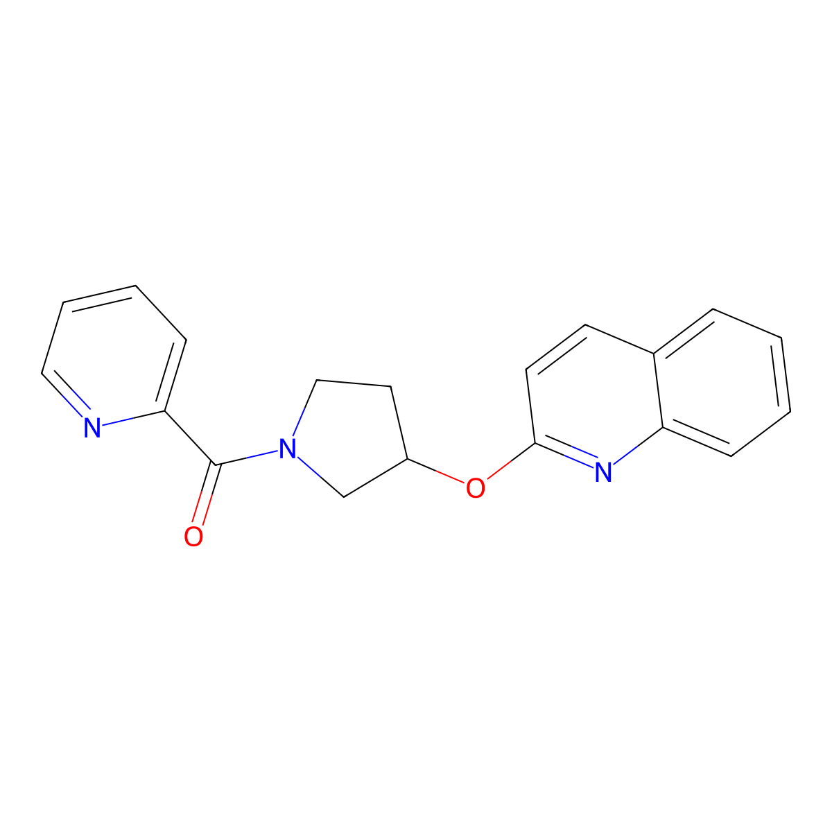 Pyridin-2-yl(3-(quinolin-2-yloxy)pyrrolidin-1-yl)methanone molecular structure, CAS 2034328-26-0