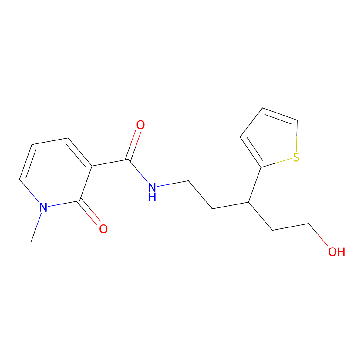 N-(5-hydroxy-3-(thiophen-2-yl)pentyl)-1-methyl-2-oxo-1,2-dihydropyridine-3-carboxamide molecular structure, CAS 2034328-28-2