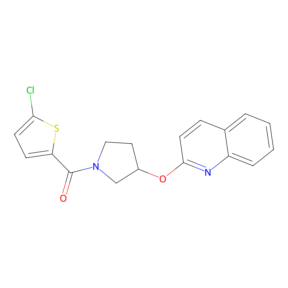 (5-Chlorothiophen-2-yl)(3-(quinolin-2-yloxy)pyrrolidin-1-yl)methanone molecular structure, CAS 2034328-31-7