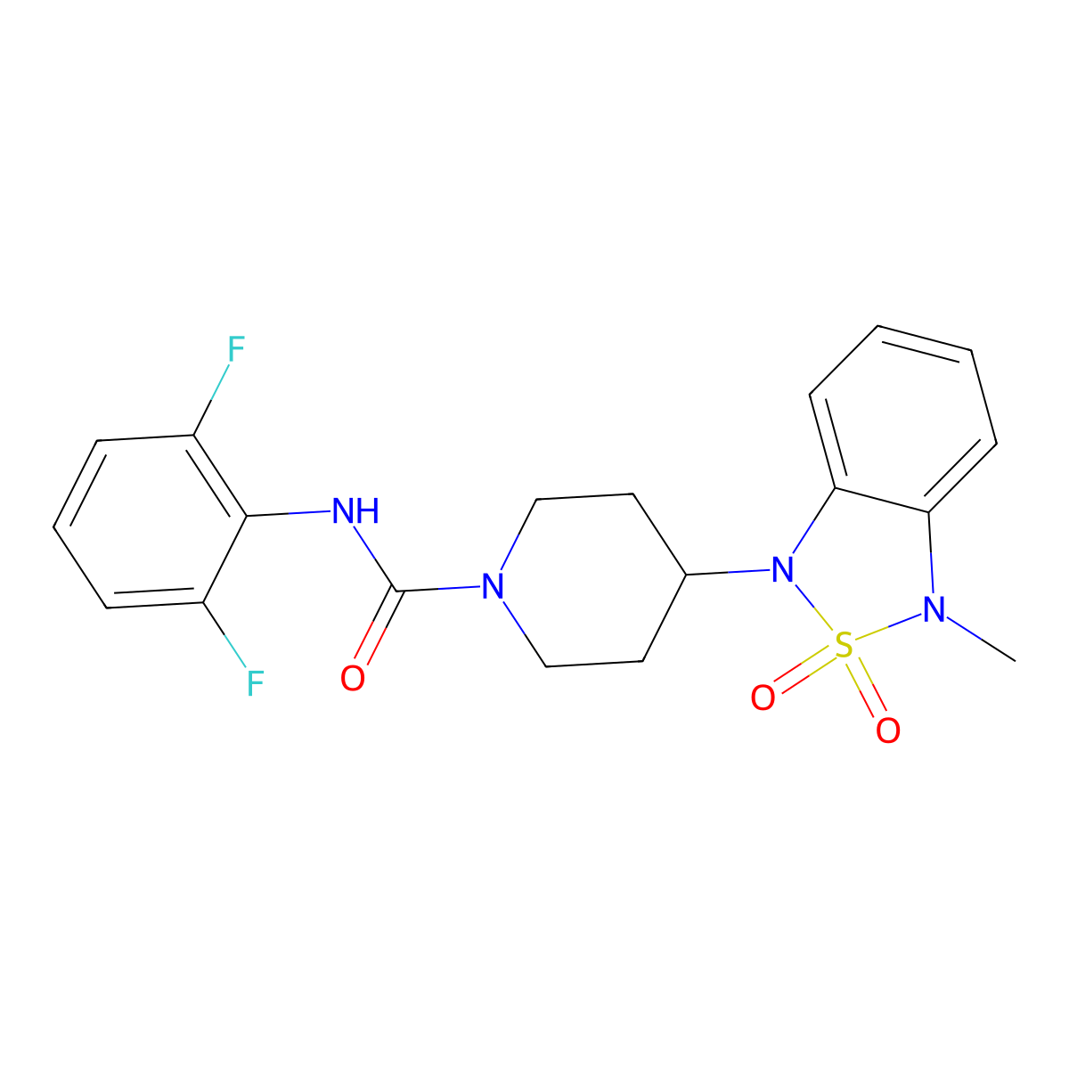N-(2,6-difluorophenyl)-4-(3-methyl-2,2-dioxidobenzo[c][1,2,5]thiadiazol-1(3H)-yl)piperidine-1-carboxamide molecular structure, CAS 2034328-32-8