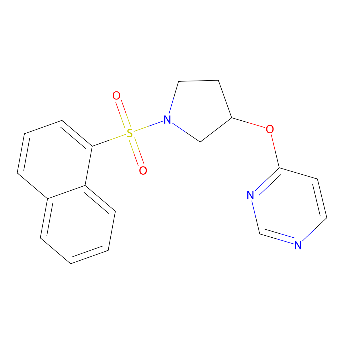 4-((1-(Naphthalen-1-ylsulfonyl)pyrrolidin-3-yl)oxy)pyrimidine molecular structure, CAS 2034328-34-0