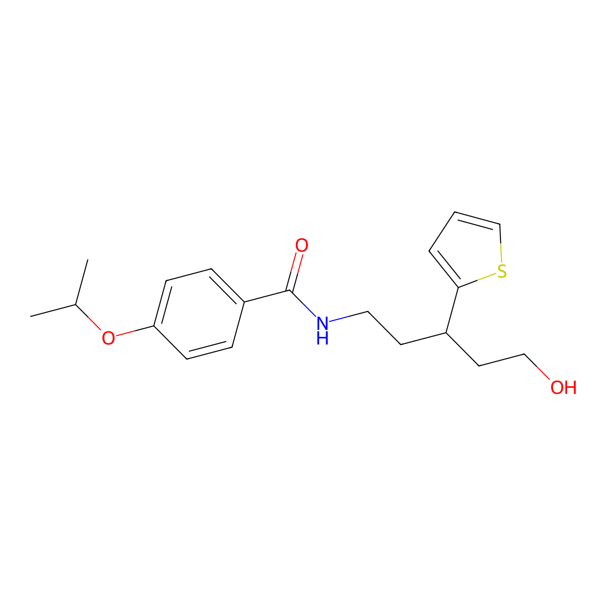 N-(5-hydroxy-3-(thiophen-2-yl)pentyl)-4-isopropoxybenzamide molecular structure, CAS 2034328-40-8