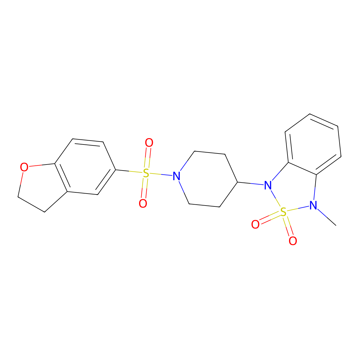 1-(1-((2,3-Dihydrobenzofuran-5-yl)sulfonyl)piperidin-4-yl)-3-methyl-1,3-dihydrobenzo[c][1,2,5]thiadiazole 2,2-dioxide molecular structure, CAS 2034328-46-4