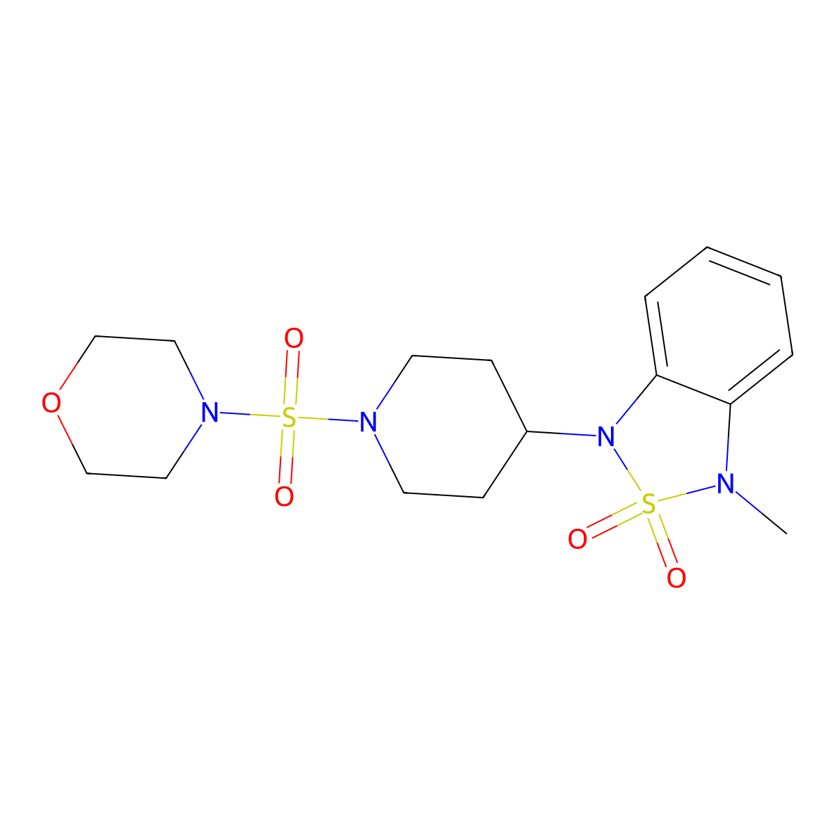 1-Methyl-3-(1-(morpholinosulfonyl)piperidin-4-yl)-1,3-dihydrobenzo[c][1,2,5]thiadiazole 2,2-dioxide molecular structure, CAS 2034328-52-2