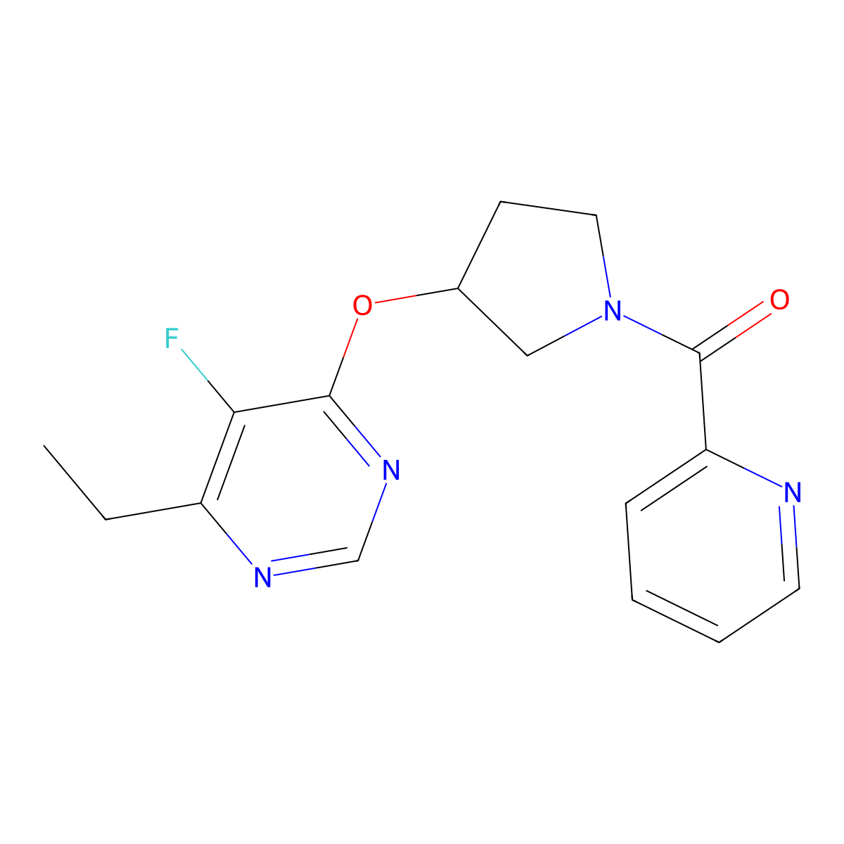 (3-((6-Ethyl-5-fluoropyrimidin-4-yl)oxy)pyrrolidin-1-yl)(pyridin-2-yl)methanone molecular structure, CAS 2034328-53-3