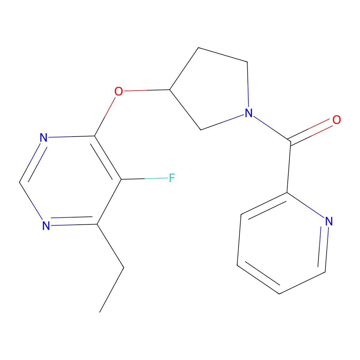 (3-((6-Ethyl-5-fluoropyrimidin-4-yl)oxy)pyrrolidin-1-yl)(pyridin-2-yl)methanone molecular structure, CAS 2034328-53-3