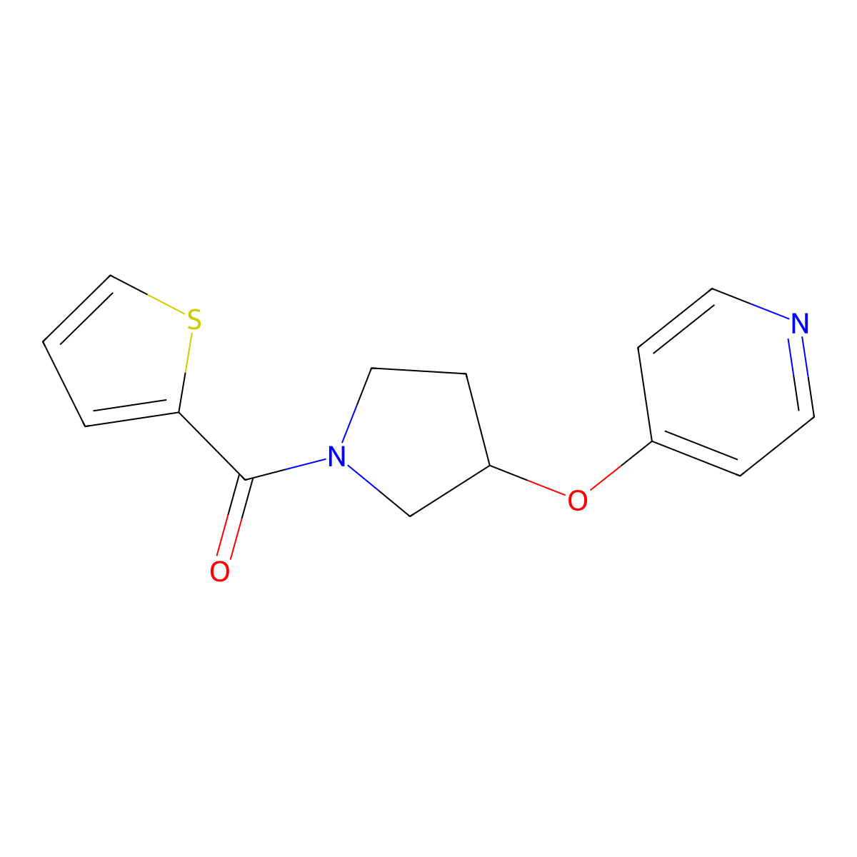 (3-(Pyridin-4-yloxy)pyrrolidin-1-yl)(thiophen-2-yl)methanone molecular structure, CAS 2034328-70-4