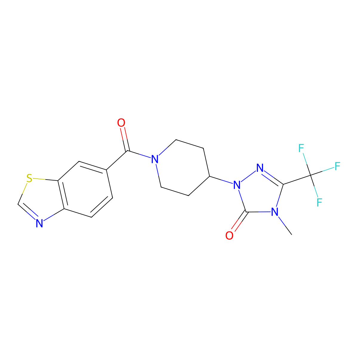 1-(1-(benzo[d]thiazole-6-carbonyl)piperidin-4-yl)-4-methyl-3-(trifluoromethyl)-1H-1,2,4-triazol-5(4H)-one molecular structure, CAS 2034328-77-1
