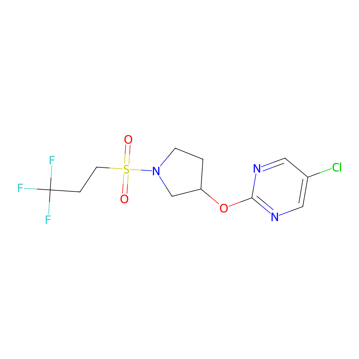 5-Chloro-2-((1-((3,3,3-trifluoropropyl)sulfonyl)pyrrolidin-3-yl)oxy)pyrimidine molecular structure, CAS 2034328-79-3