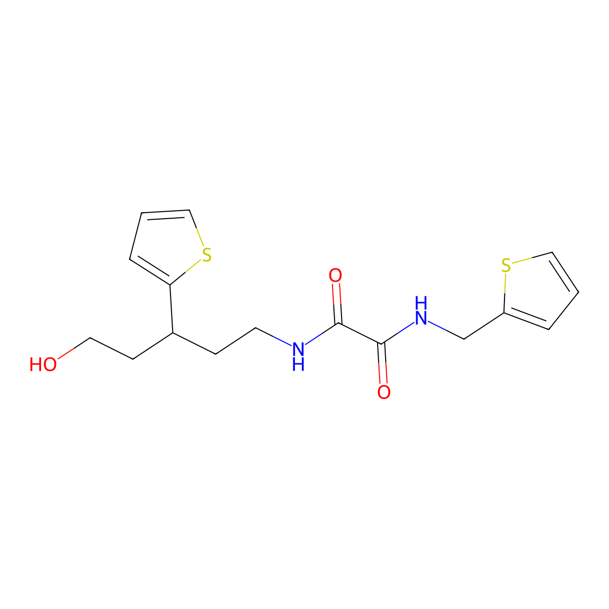 N1-(5-hydroxy-3-(thiophen-2-yl)pentyl)-N2-(thiophen-2-ylmethyl)oxalamide molecular structure, CAS 2034328-81-7