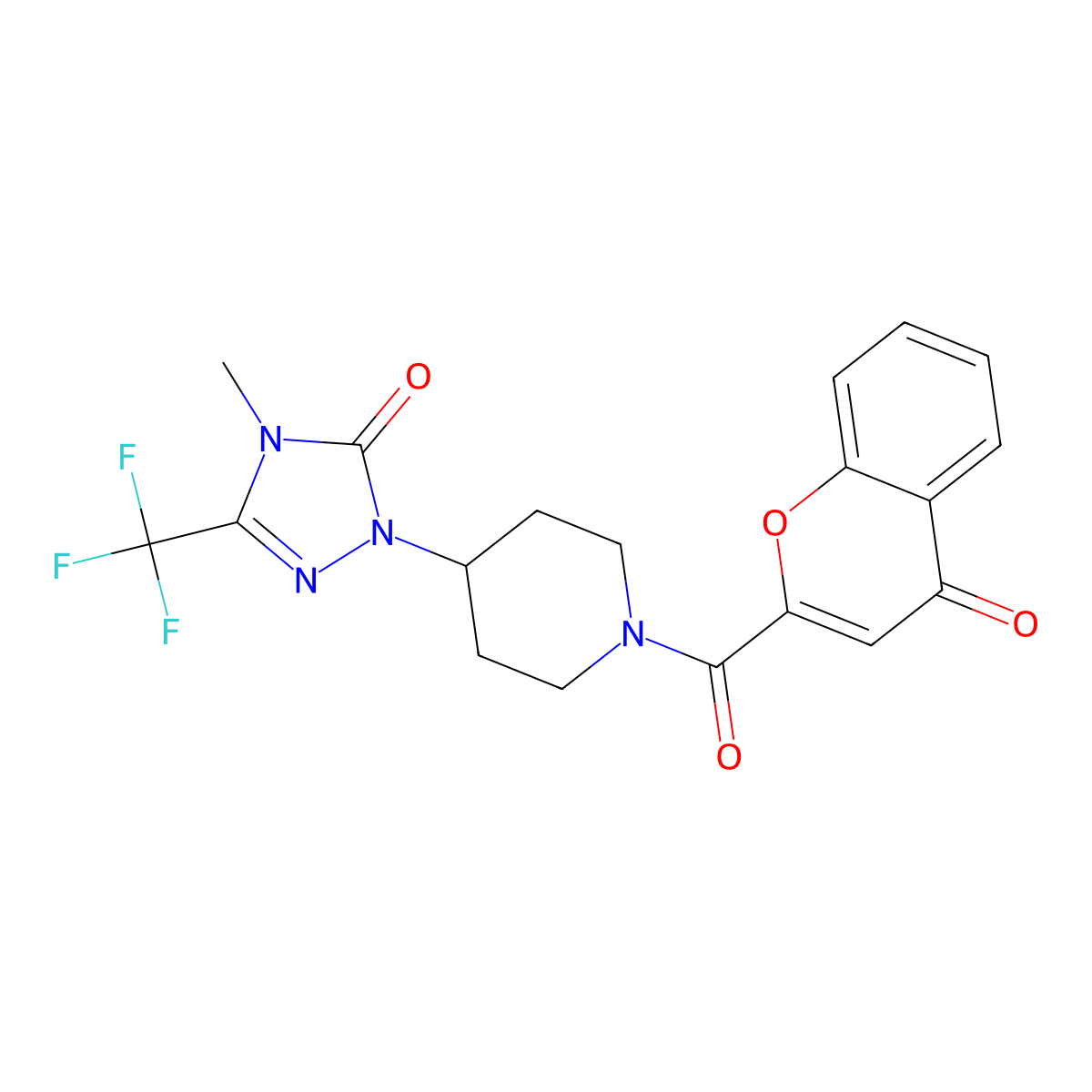 4-methyl-1-(1-(4-oxo-4H-chromene-2-carbonyl)piperidin-4-yl)-3-(trifluoromethyl)-1H-1,2,4-triazol-5(4H)-one molecular structure, CAS 2034328-86-2