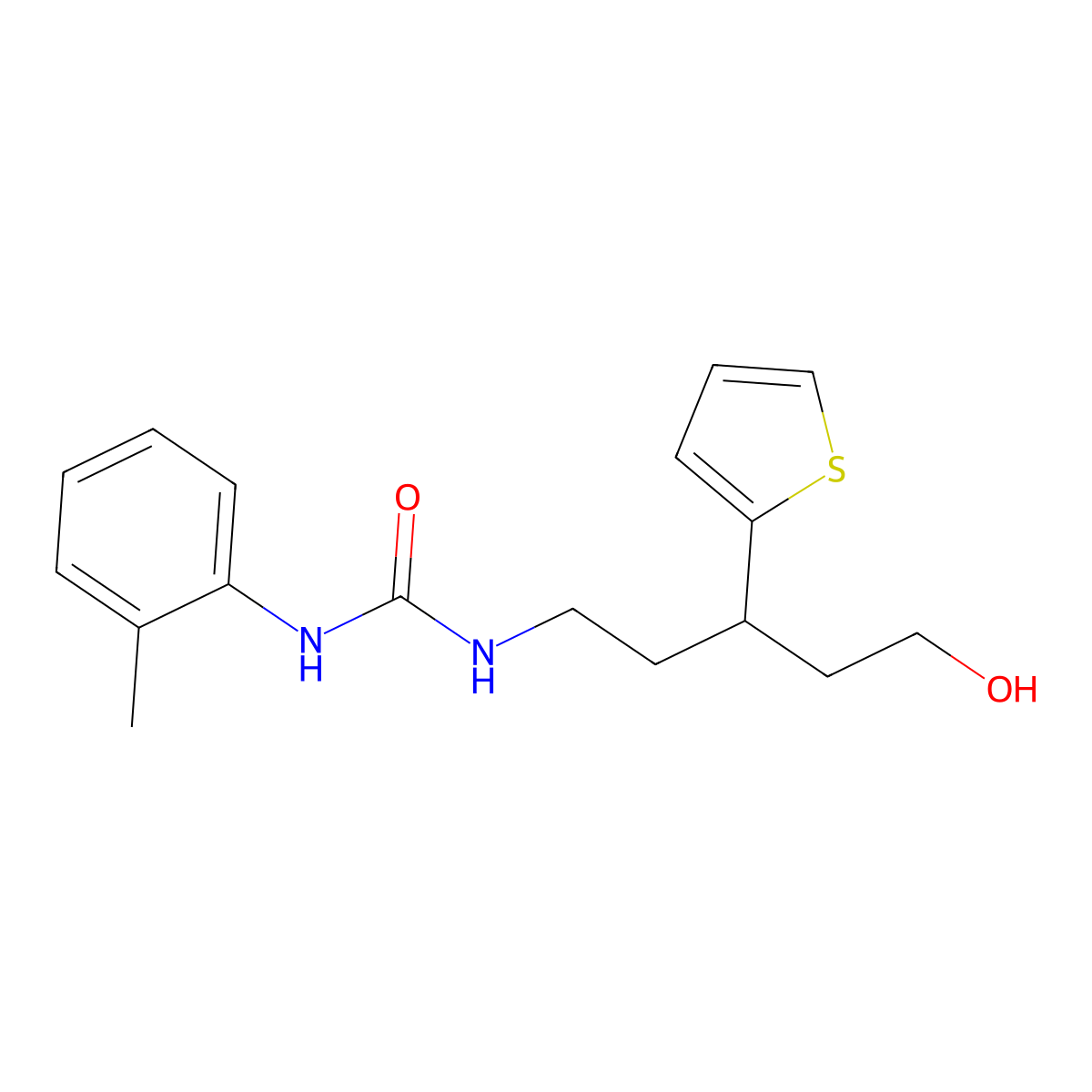 1-(5-Hydroxy-3-(thiophen-2-yl)pentyl)-3-(o-tolyl)urea molecular structure, CAS 2034328-88-4