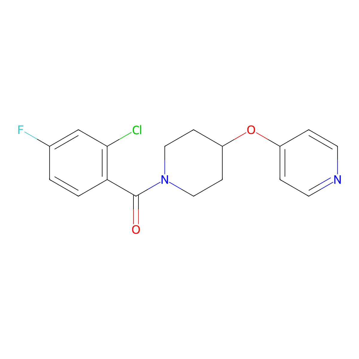 (2-Chloro-4-fluorophenyl)(4-(pyridin-4-yloxy)piperidin-1-yl)methanone molecular structure, CAS 2034329-01-4
