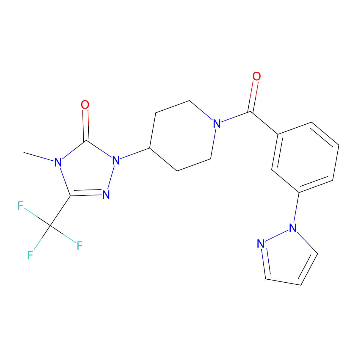 1-(1-(3-(1H-pyrazol-1-yl)benzoyl)piperidin-4-yl)-4-methyl-3-(trifluoromethyl)-1H-1,2,4-triazol-5(4H)-one molecular structure, CAS 2034329-16-1