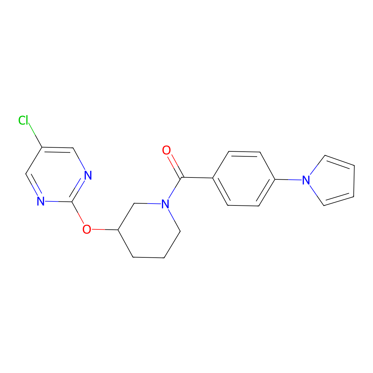 (4-(1H-pyrrol-1-yl)phenyl)(3-((5-chloropyrimidin-2-yl)oxy)piperidin-1-yl)methanone molecular structure, CAS 2034329-24-1