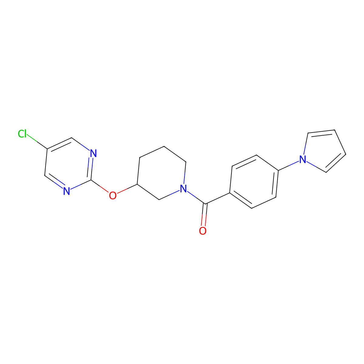(4-(1H-pyrrol-1-yl)phenyl)(3-((5-chloropyrimidin-2-yl)oxy)piperidin-1-yl)methanone molecular structure, CAS 2034329-24-1