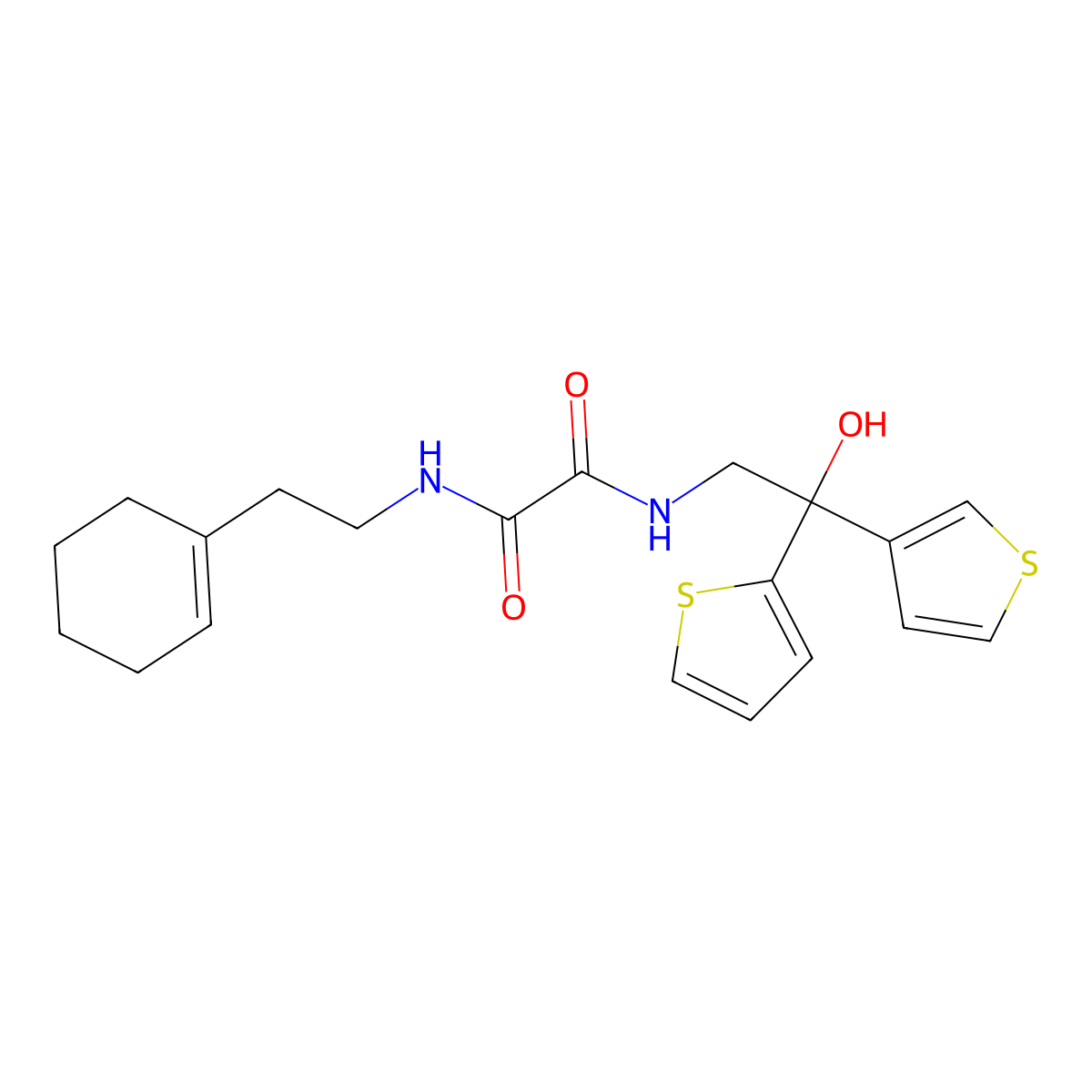 N1-(2-(cyclohex-1-en-1-yl)ethyl)-N2-(2-hydroxy-2-(thiophen-2-yl)-2-(thiophen-3-yl)ethyl)oxalamide molecular structure, CAS 2034329-25-2