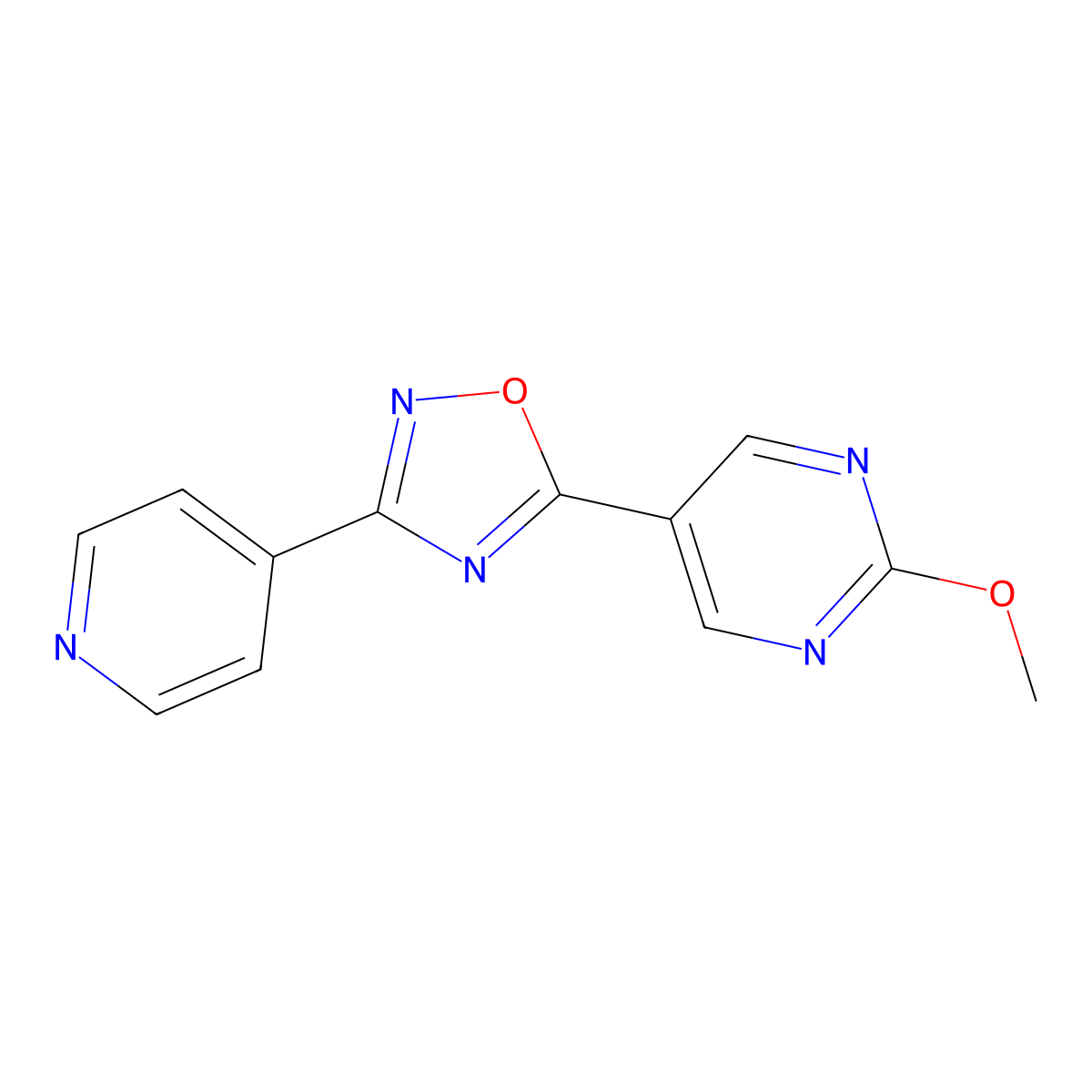 5-(2-Methoxypyrimidin-5-yl)-3-(pyridin-4-yl)-1,2,4-oxadiazole molecular structure, CAS 2034329-30-9