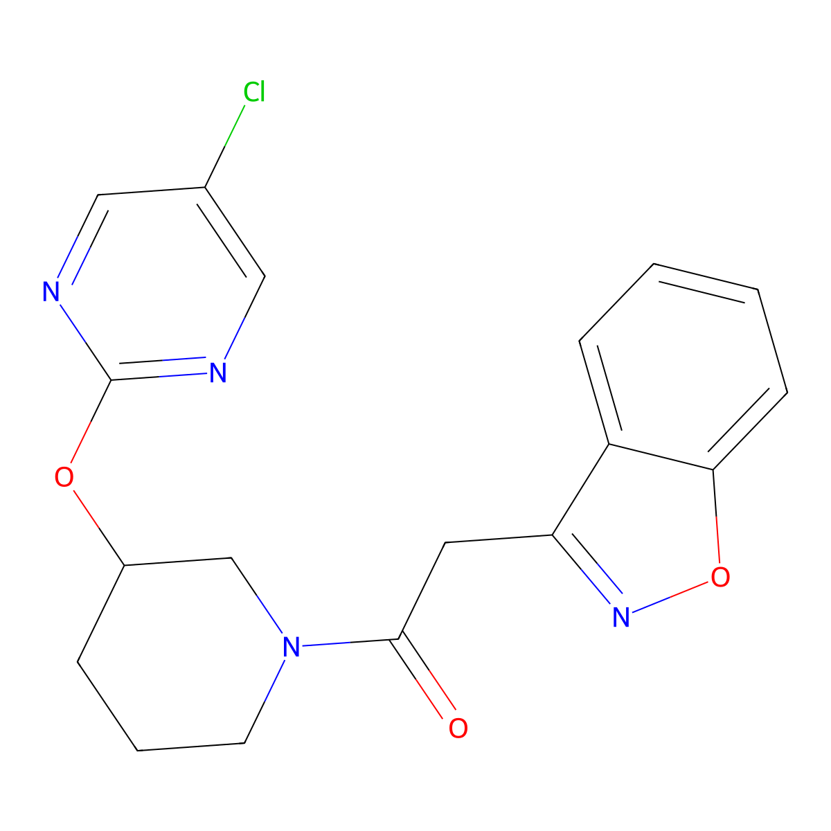 2-(Benzo[d]isoxazol-3-yl)-1-(3-((5-chloropyrimidin-2-yl)oxy)piperidin-1-yl)ethanone molecular structure, CAS 2034329-35-4
