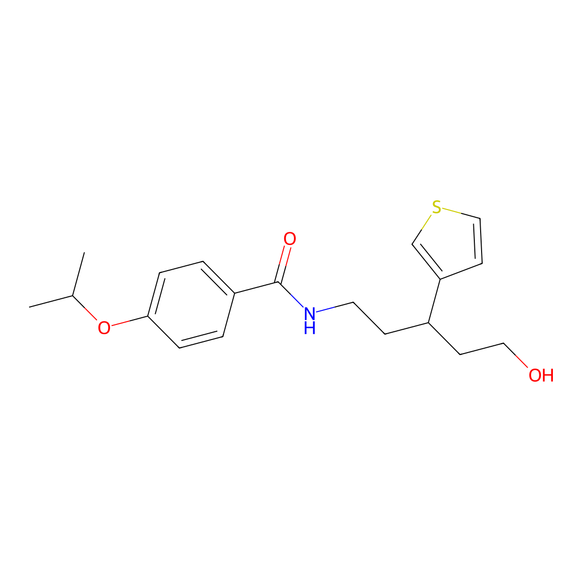 N-(5-hydroxy-3-(thiophen-3-yl)pentyl)-4-isopropoxybenzamide molecular structure, CAS 2034329-36-5