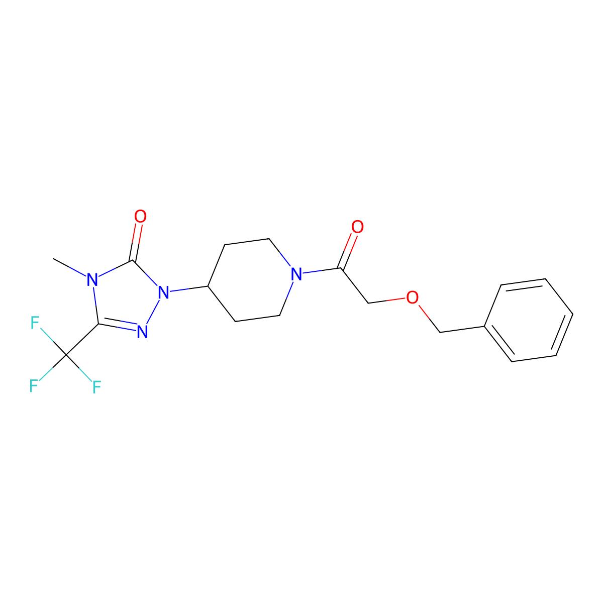 1-(1-(2-(benzyloxy)acetyl)piperidin-4-yl)-4-methyl-3-(trifluoromethyl)-1H-1,2,4-triazol-5(4H)-one molecular structure, CAS 2034329-37-6