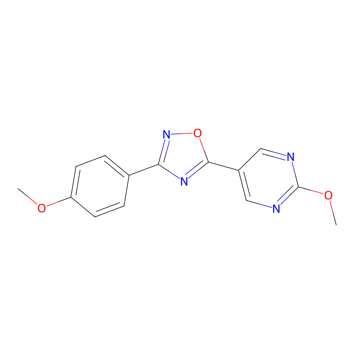 3-(4-Methoxyphenyl)-5-(2-methoxypyrimidin-5-yl)-1,2,4-oxadiazole molecular structure, CAS 2034329-38-7