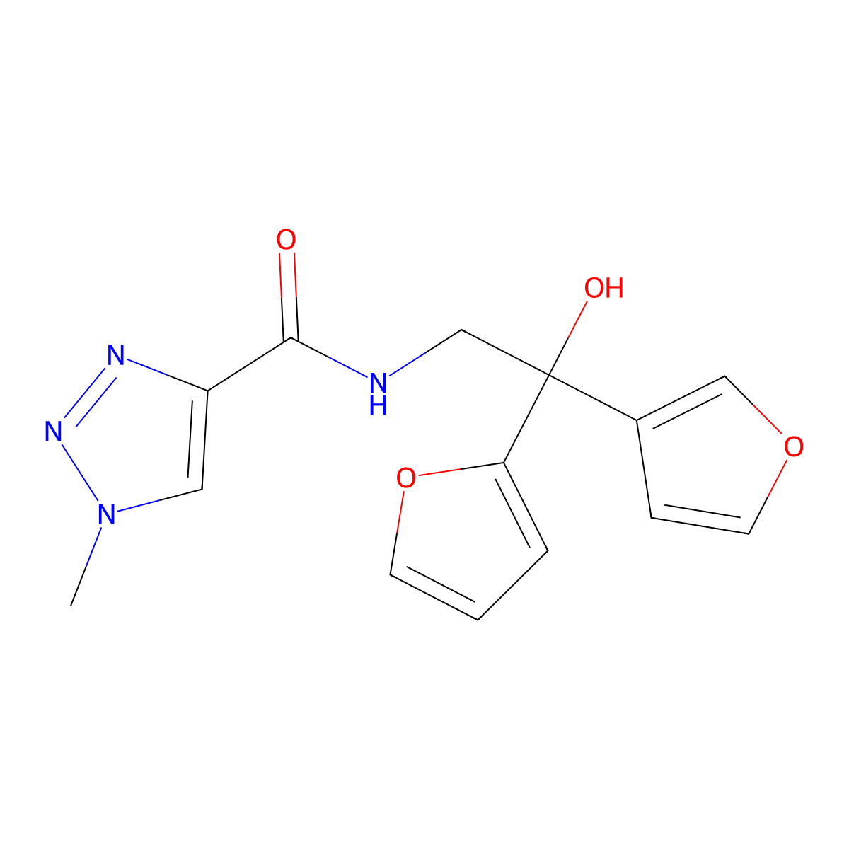 N-[2-(furan-2-yl)-2-(furan-3-yl)-2-hydroxyethyl]-1-methyl-1H-1,2,3-triazole-4-carboxamide molecular structure, CAS 2034329-39-8