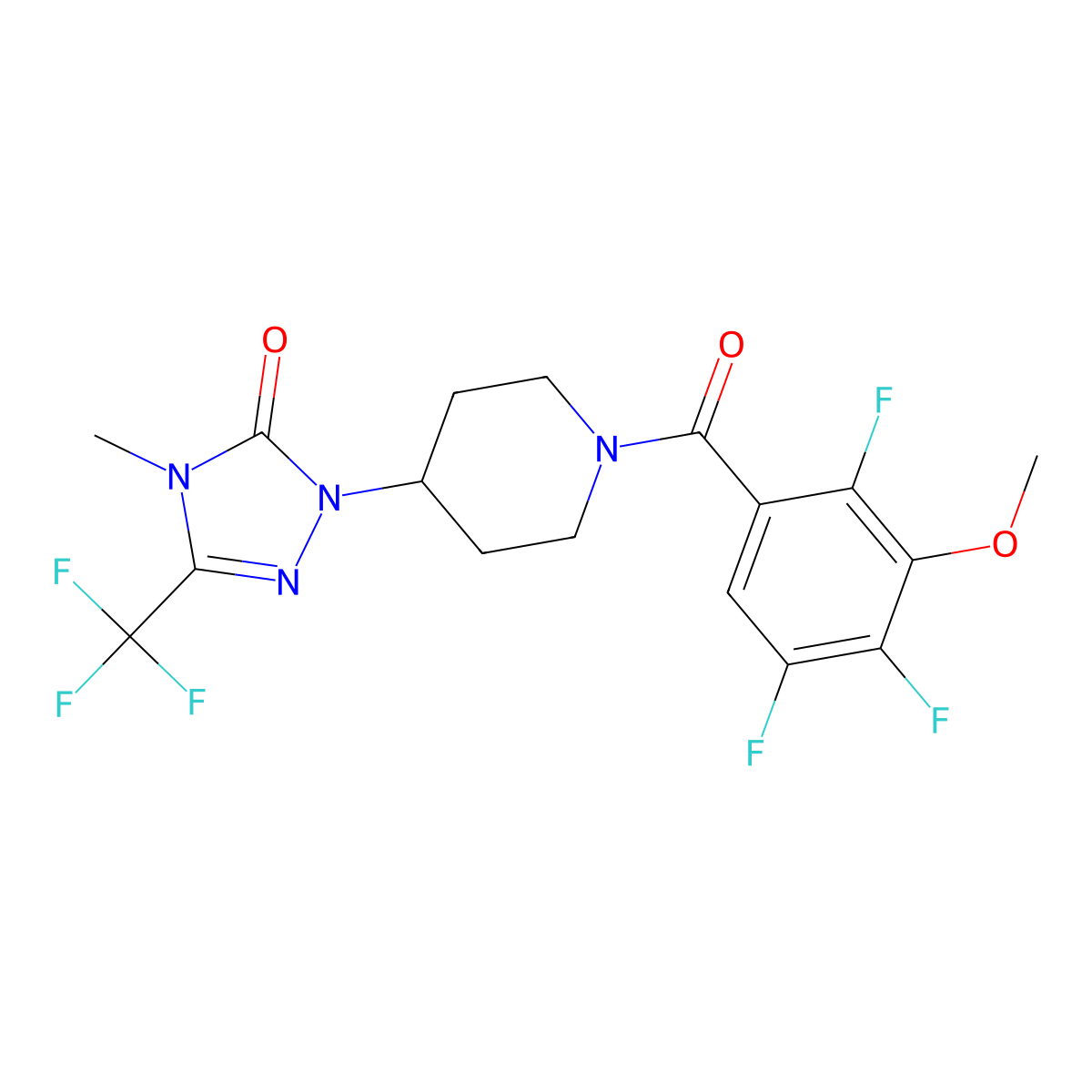4-methyl-1-(1-(2,4,5-trifluoro-3-methoxybenzoyl)piperidin-4-yl)-3-(trifluoromethyl)-1H-1,2,4-triazol-5(4H)-one molecular structure, CAS 2034329-52-5
