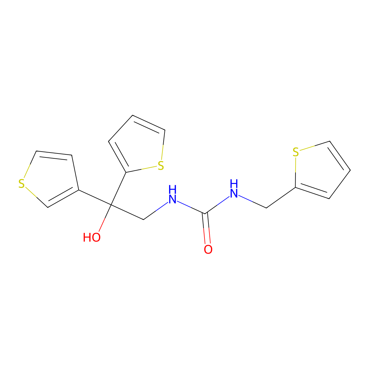 1-(2-Hydroxy-2-(thiophen-2-yl)-2-(thiophen-3-yl)ethyl)-3-(thiophen-2-ylmethyl)urea molecular structure, CAS 2034329-53-6