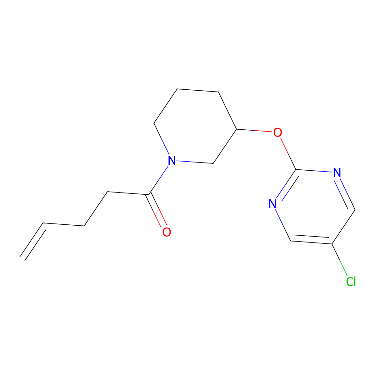 1-(3-((5-Chloropyrimidin-2-yl)oxy)piperidin-1-yl)pent-4-en-1-one molecular structure, CAS 2034329-56-9