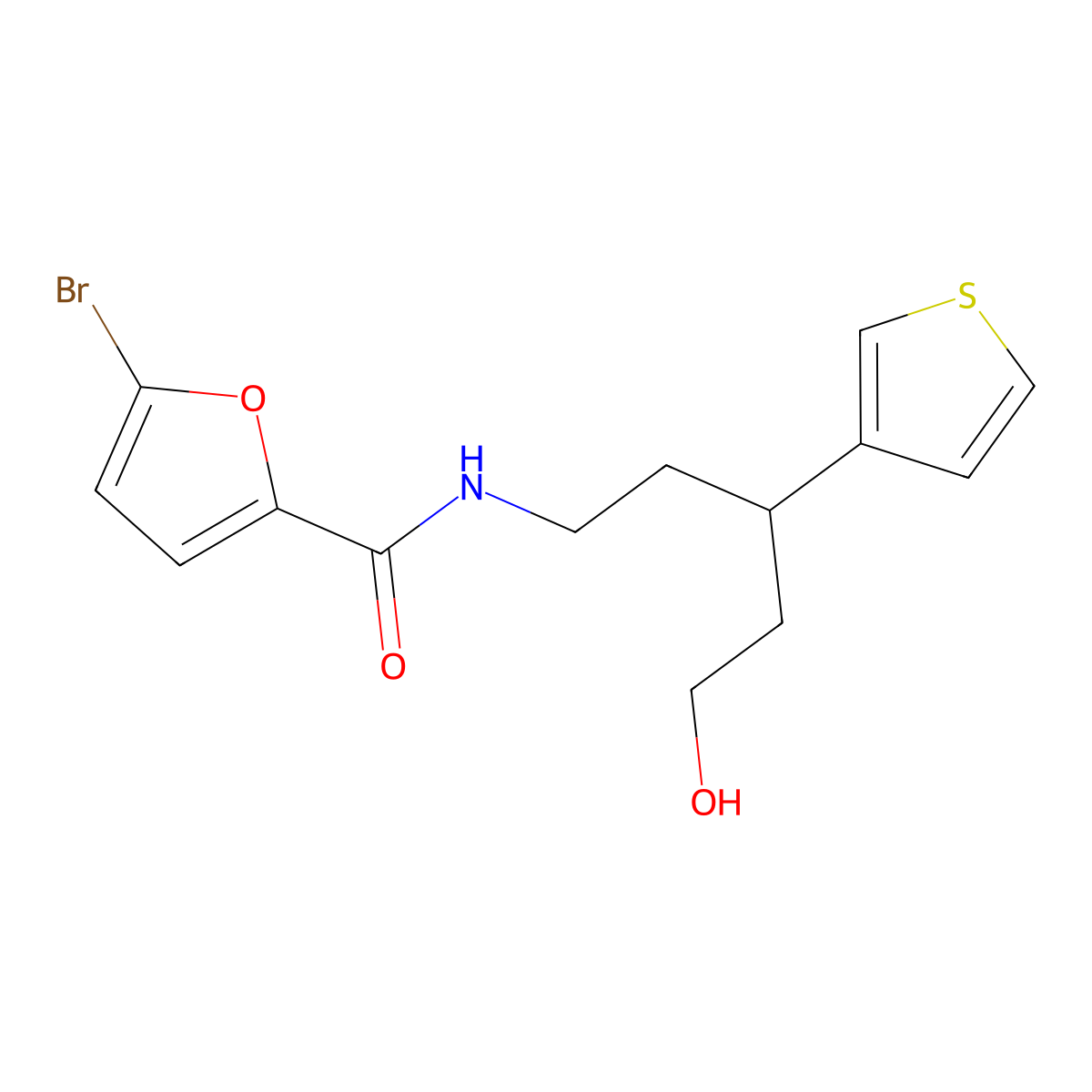 5-bromo-N-[5-hydroxy-3-(thiophen-3-yl)pentyl]furan-2-carboxamide molecular structure, CAS 2034329-57-0
