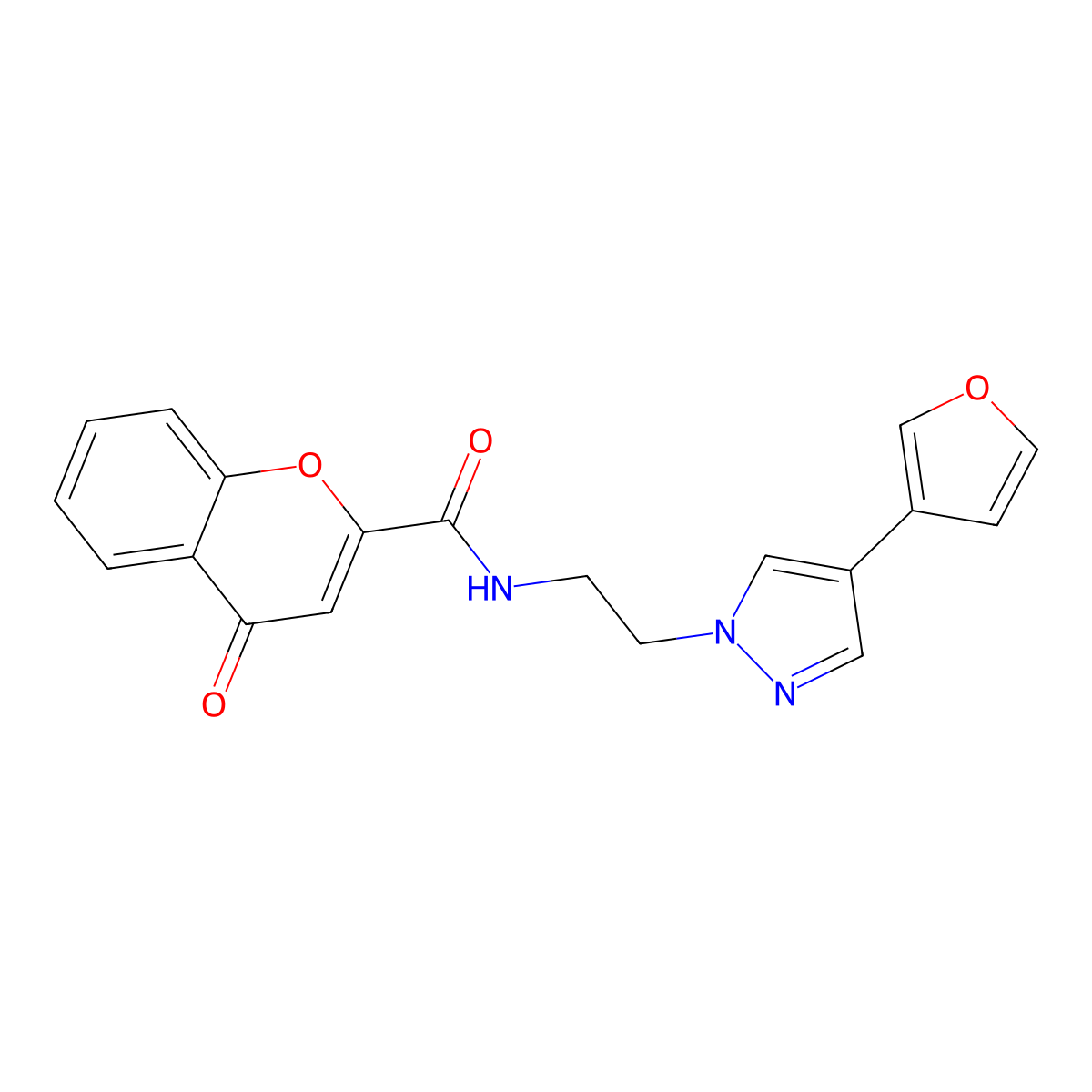 N-{2-[4-(furan-3-yl)-1H-pyrazol-1-yl]ethyl}-4-oxo-4H-chromene-2-carboxamide molecular structure, CAS 2034329-59-2