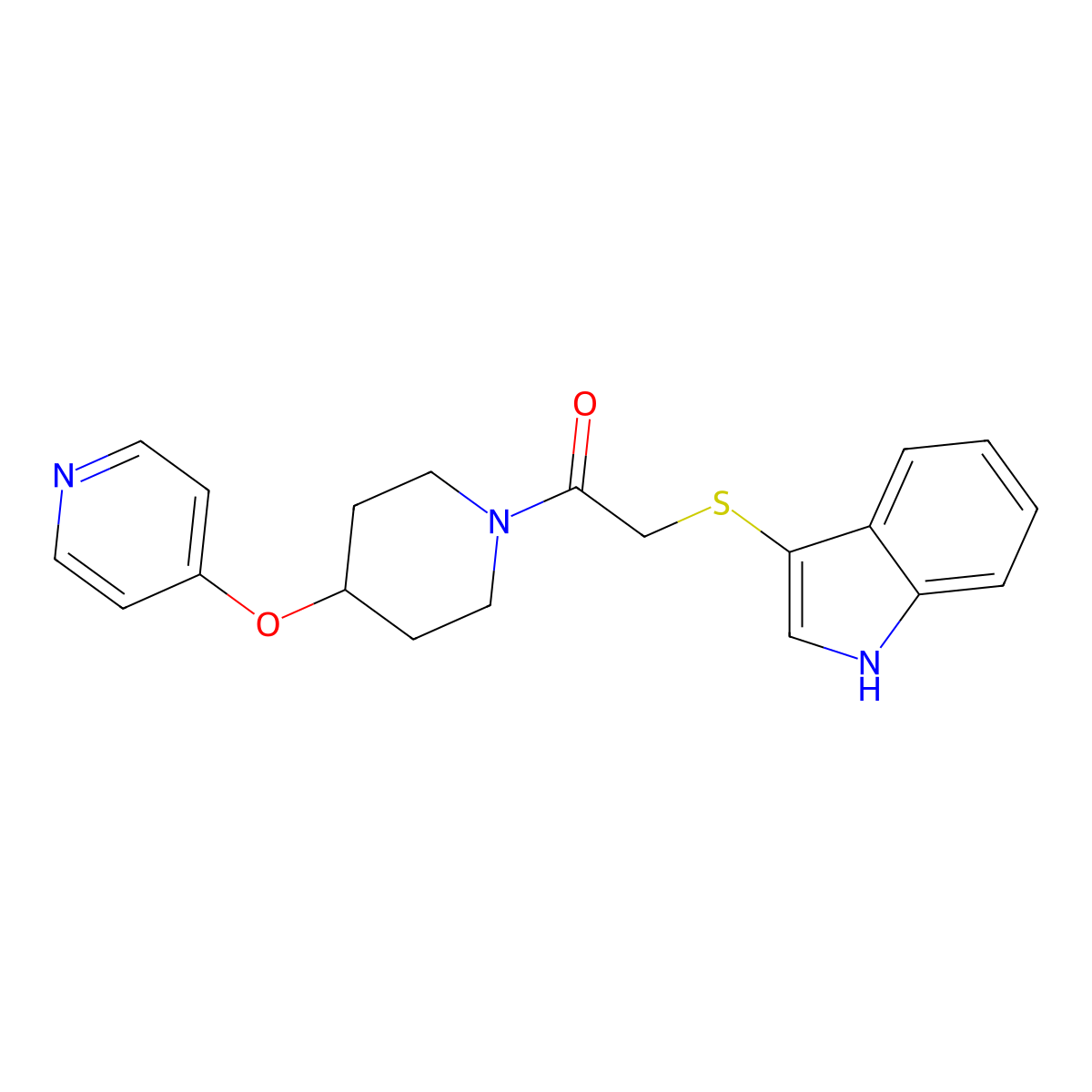 2-((1H-indol-3-yl)thio)-1-(4-(pyridin-4-yloxy)piperidin-1-yl)ethanone molecular structure, CAS 2034329-60-5