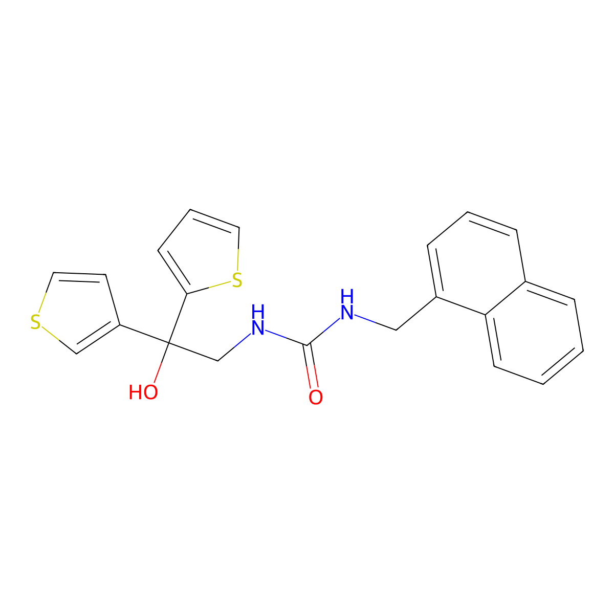 1-(2-Hydroxy-2-(thiophen-2-yl)-2-(thiophen-3-yl)ethyl)-3-(naphthalen-1-ylmethyl)urea molecular structure, CAS 2034329-66-1