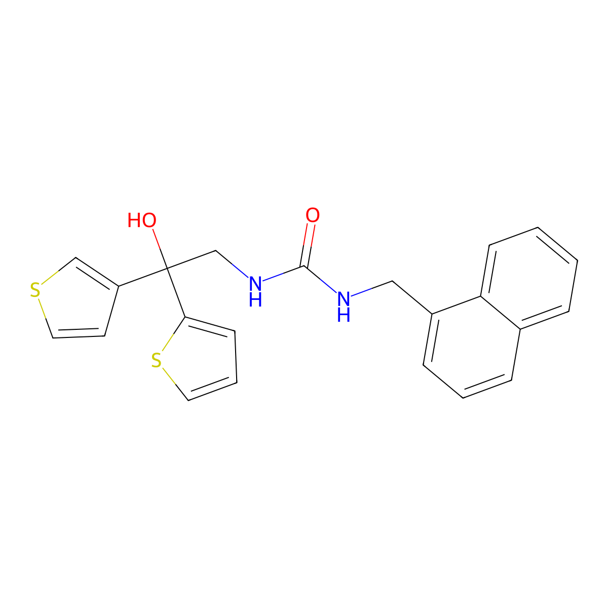 1-(2-Hydroxy-2-(thiophen-2-yl)-2-(thiophen-3-yl)ethyl)-3-(naphthalen-1-ylmethyl)urea molecular structure, CAS 2034329-66-1