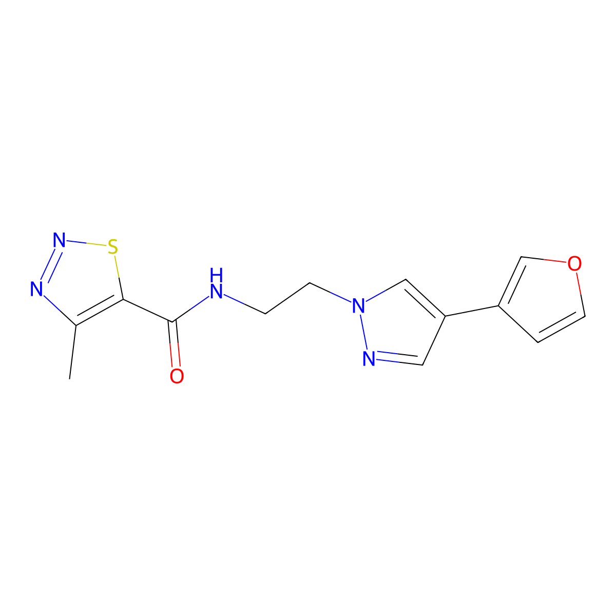 N-{2-[4-(furan-3-yl)-1H-pyrazol-1-yl]ethyl}-4-methyl-1,2,3-thiadiazole-5-carboxamide molecular structure, CAS 2034329-69-4