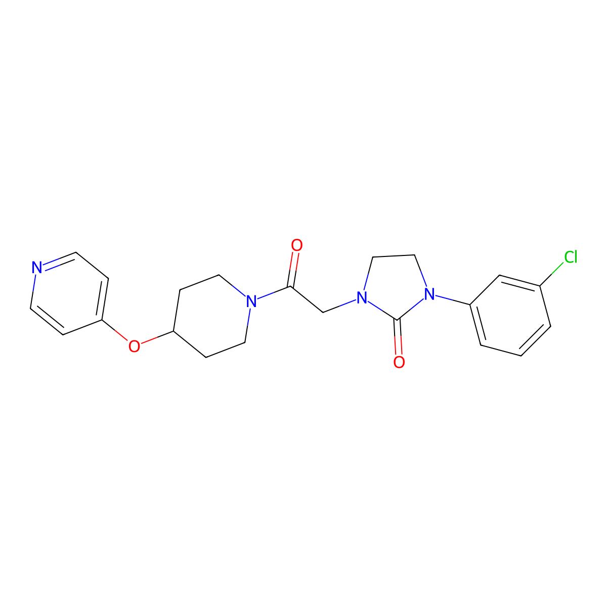 1-(3-Chlorophenyl)-3-(2-oxo-2-(4-(pyridin-4-yloxy)piperidin-1-yl)ethyl)imidazolidin-2-one molecular structure, CAS 2034329-70-7