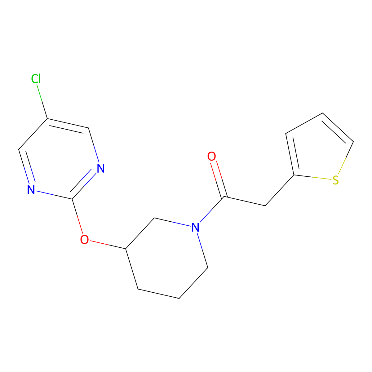 1-(3-((5-Chloropyrimidin-2-yl)oxy)piperidin-1-yl)-2-(thiophen-2-yl)ethanone molecular structure, CAS 2034329-72-9
