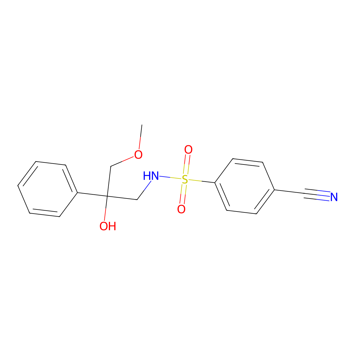 4-cyano-N-(2-hydroxy-3-methoxy-2-phenylpropyl)benzenesulfonamide molecular structure, CAS 2034329-79-6