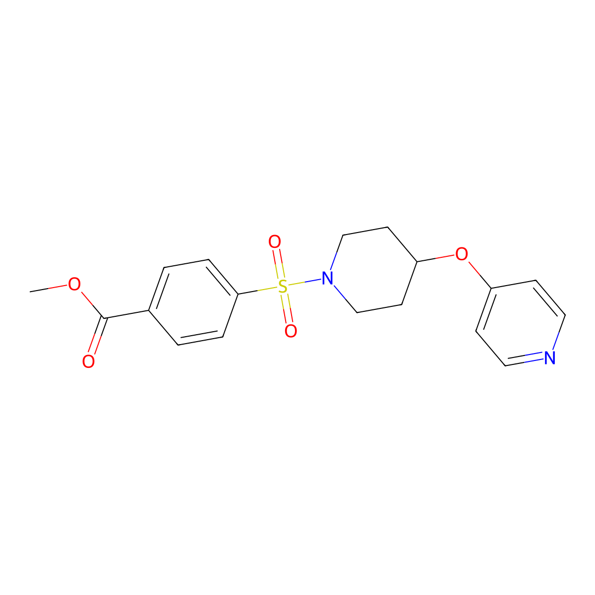 Methyl 4-{[4-(pyridin-4-yloxy)piperidin-1-yl]sulfonyl}benzoate molecular structure, CAS 2034329-85-4