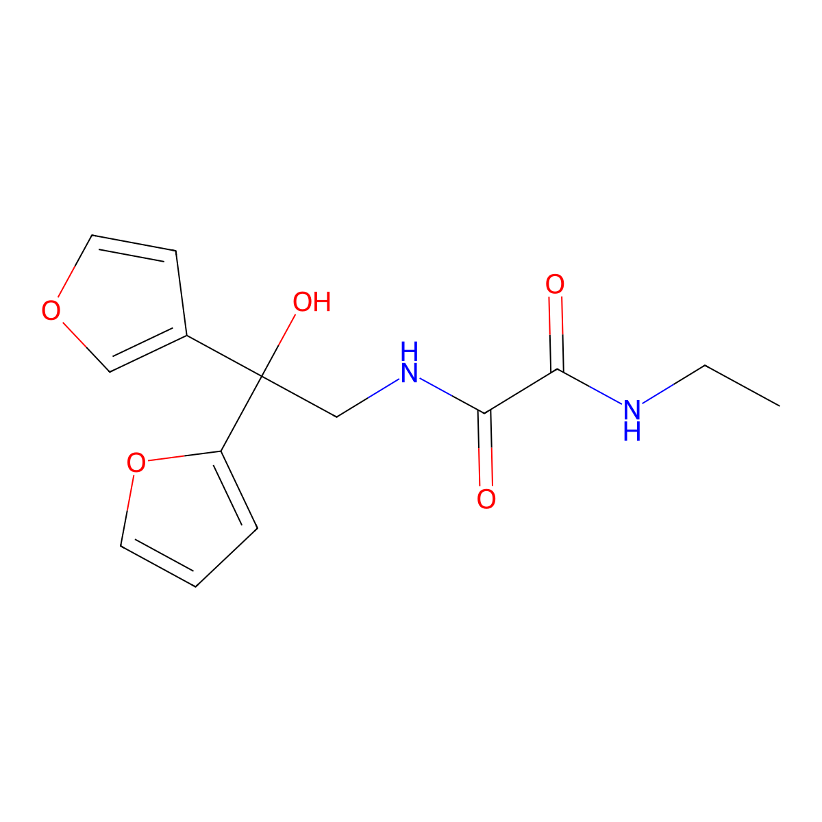 N1-ethyl-N2-(2-(furan-2-yl)-2-(furan-3-yl)-2-hydroxyethyl)oxalamide molecular structure, CAS 2034329-88-7
