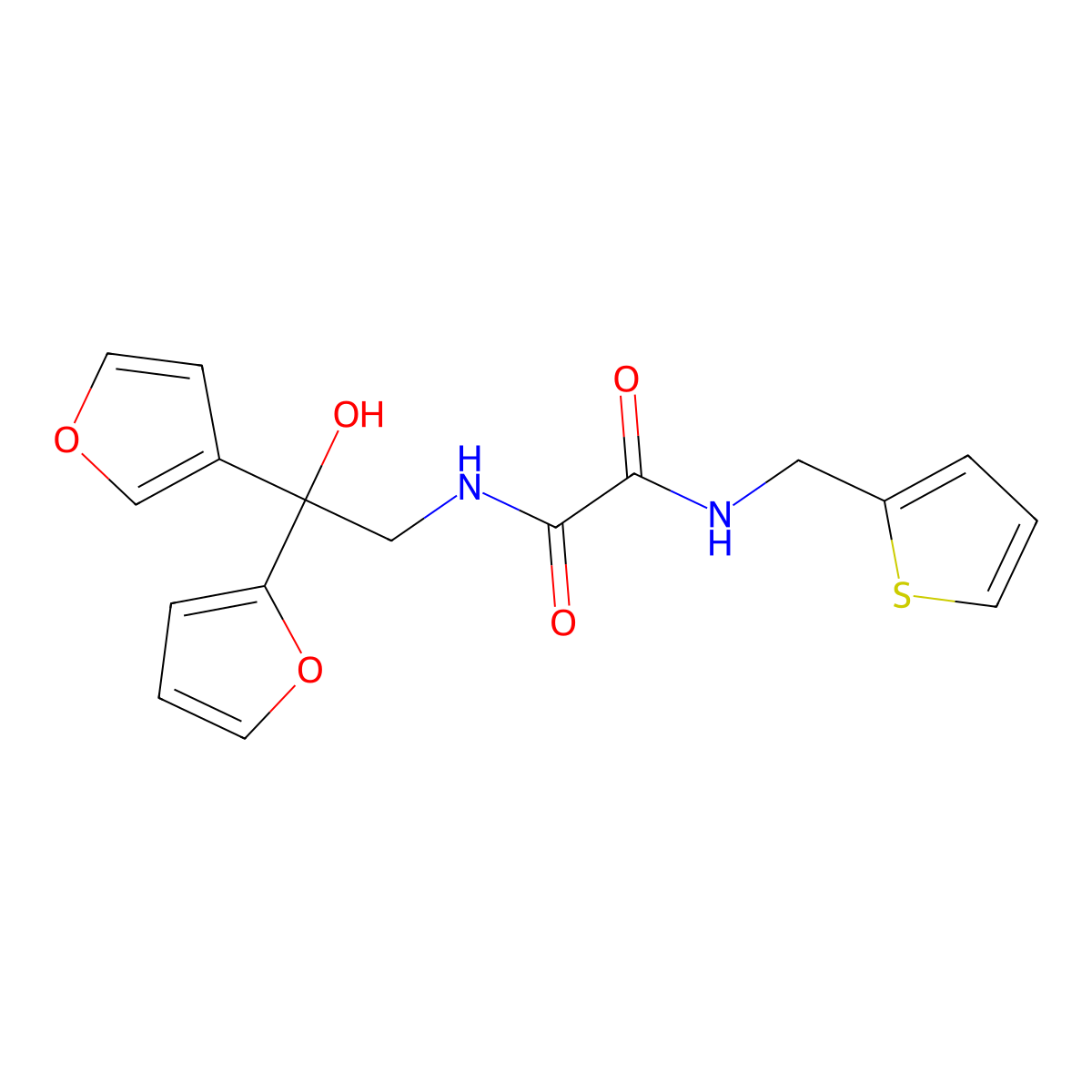 N1-(2-(furan-2-yl)-2-(furan-3-yl)-2-hydroxyethyl)-N2-(thiophen-2-ylmethyl)oxalamide molecular structure, CAS 2034329-94-5