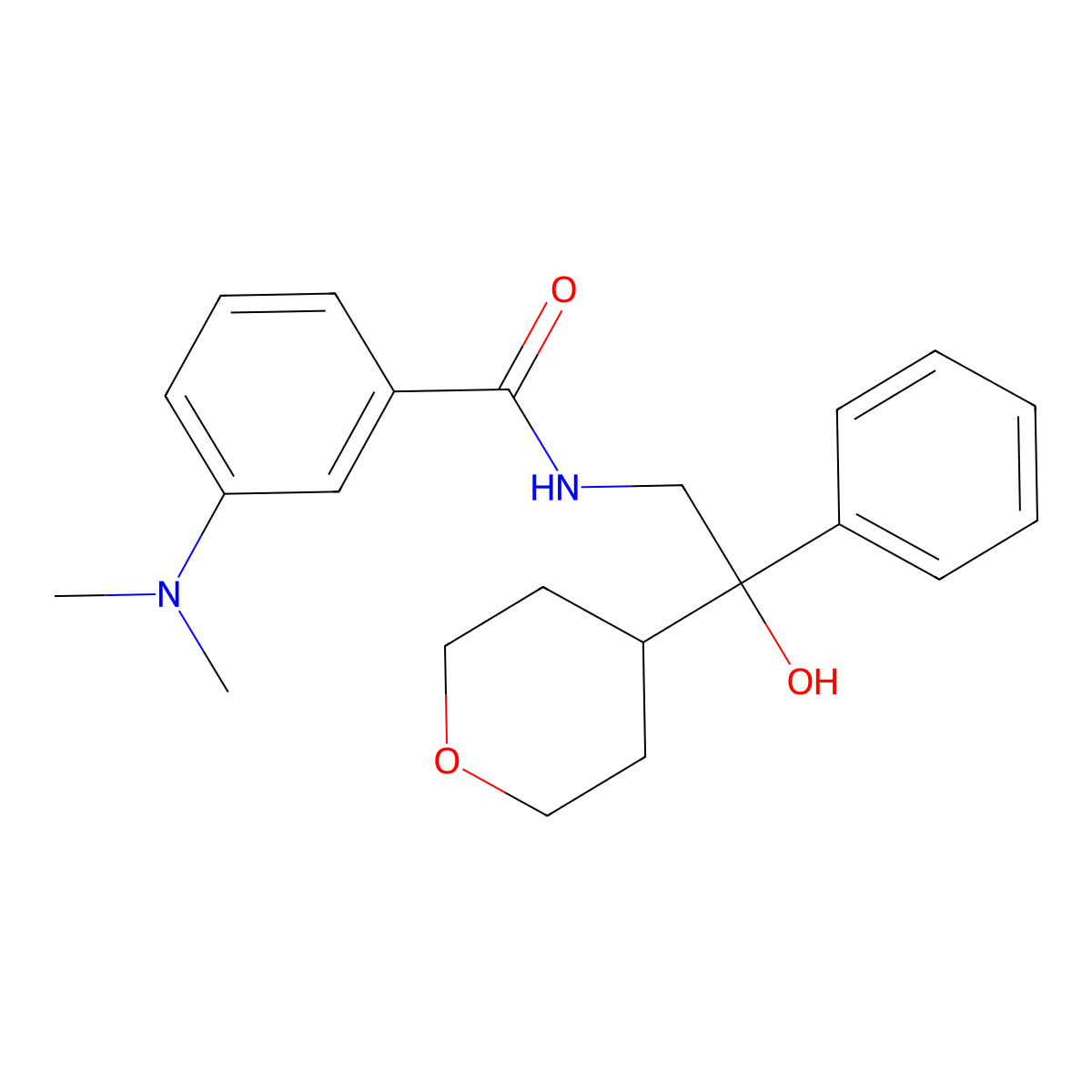 3-(dimethylamino)-N-[2-hydroxy-2-(oxan-4-yl)-2-phenylethyl]benzamide molecular structure, CAS 2034329-96-7