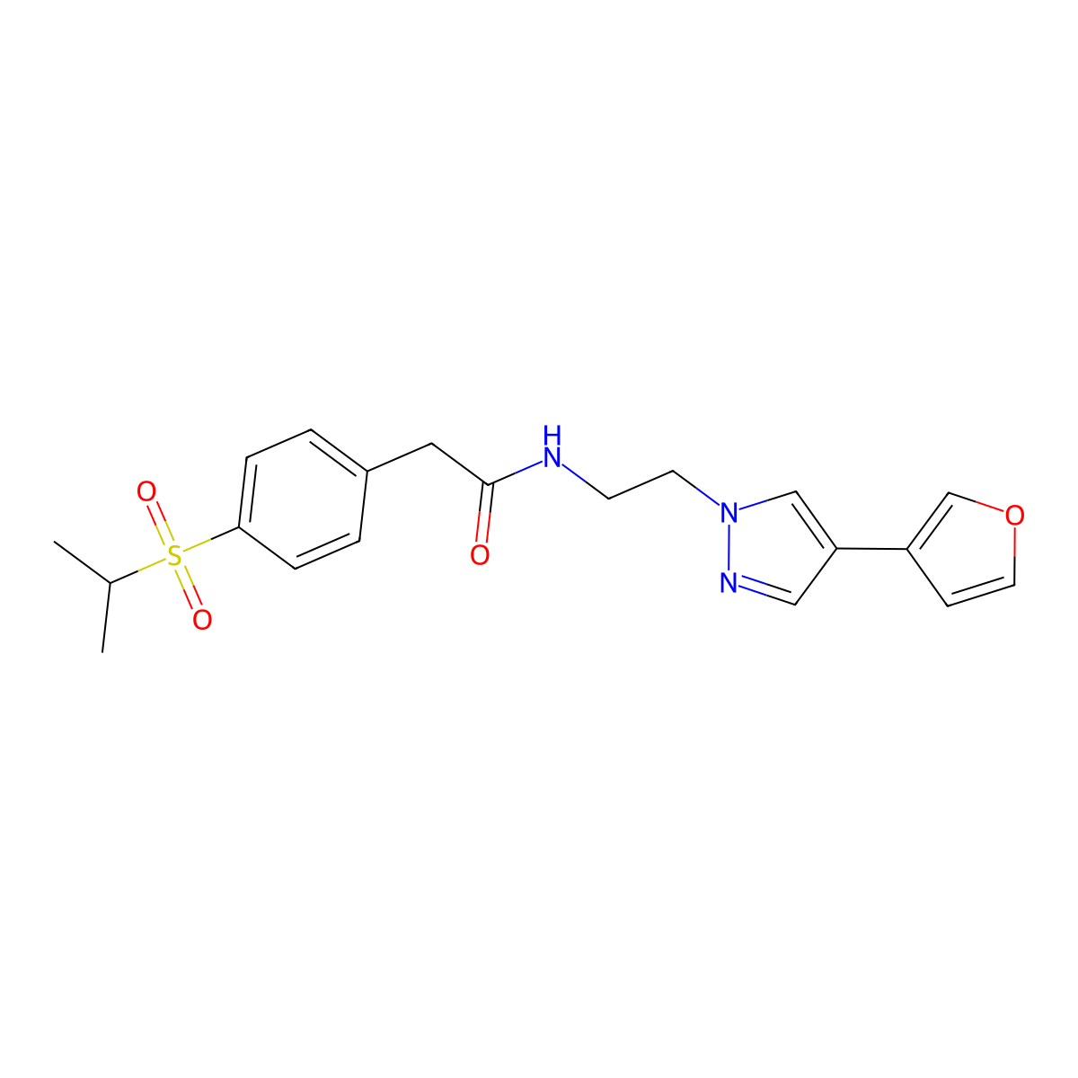 N-(2-(4-(furan-3-yl)-1H-pyrazol-1-yl)ethyl)-2-(4-(isopropylsulfonyl)phenyl)acetamide molecular structure, CAS 2034329-97-8